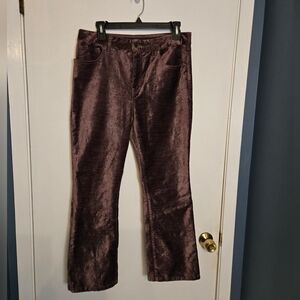 Free People Velvet Straight Leg Pants in Rich Brown